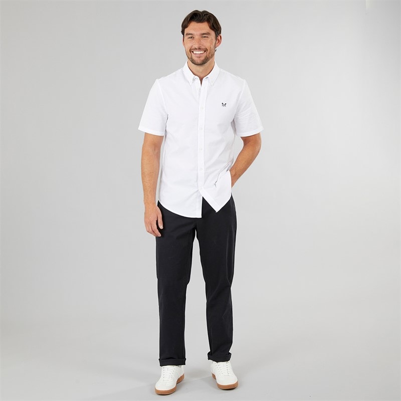 Crew Clothing Mens Short Sleeve Oxford Shirt Optic White - Image 3