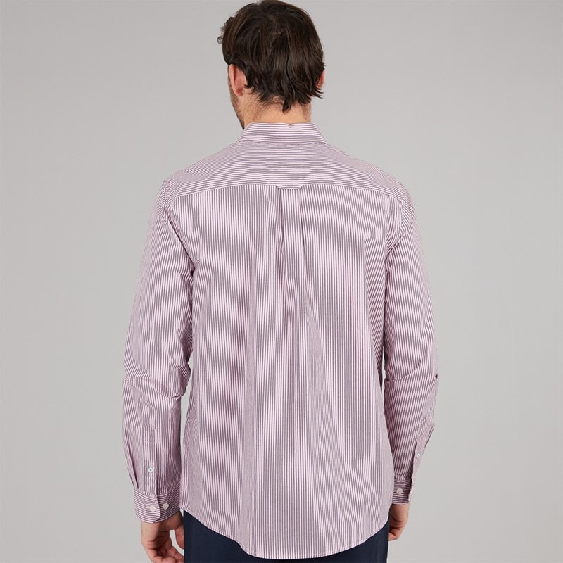 Crew Clothing Mens Classic Fit Stripe Poplin Shirt Heritage Navy/Cameo Pink - Image 2