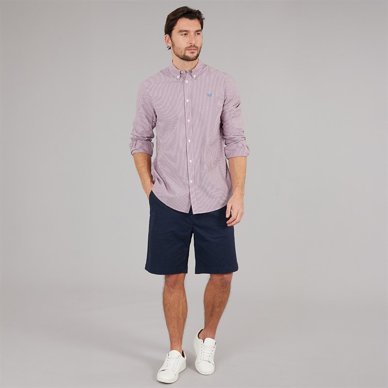Crew Clothing Mens Classic Fit Stripe Poplin Shirt Heritage Navy/Cameo Pink - Image 4