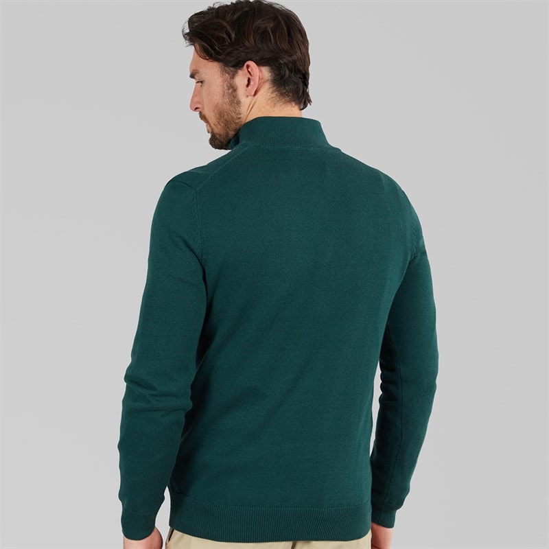 Crew Clothing Mens Half Zip Neck Jumper Bottle Green - Image 2