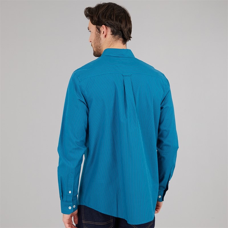Crew Clothing Mens Classic Fit Stripe Poplin Shirt Heritage Navy/Ocean Depths - Image 2