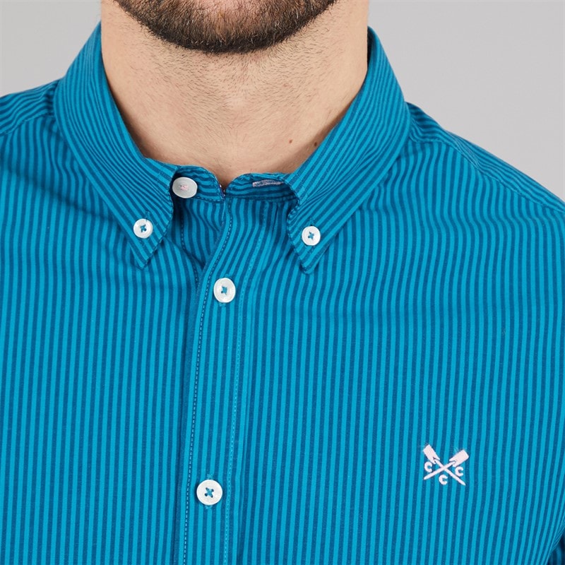 Crew Clothing Mens Classic Fit Stripe Poplin Shirt Heritage Navy/Ocean Depths - Image 5