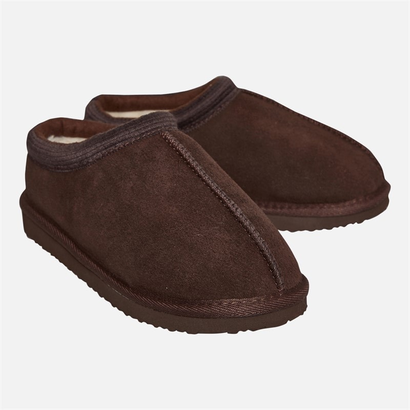 Crew Clothing Womens Suede Butt Seam Slippers Light Taupe - Image 1
