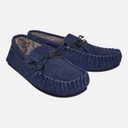 Crew Clothing Mens Lace Moccasin Suede Slippers Navy