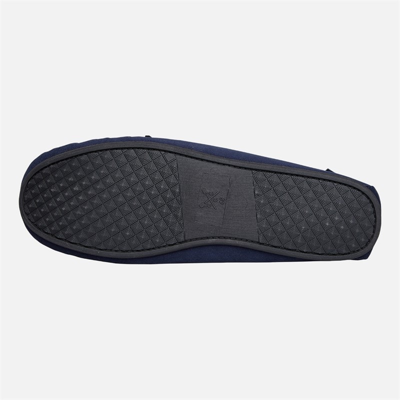 Crew Clothing Mens Lace Moccasin Suede Slippers Navy - Image 3