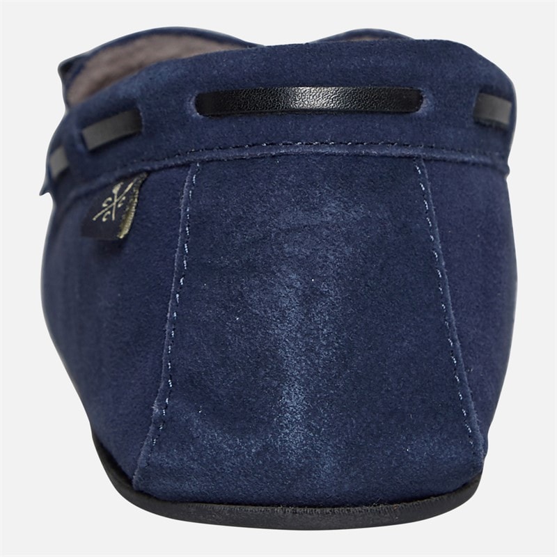 Crew Clothing Mens Lace Moccasin Suede Slippers Navy - Image 4