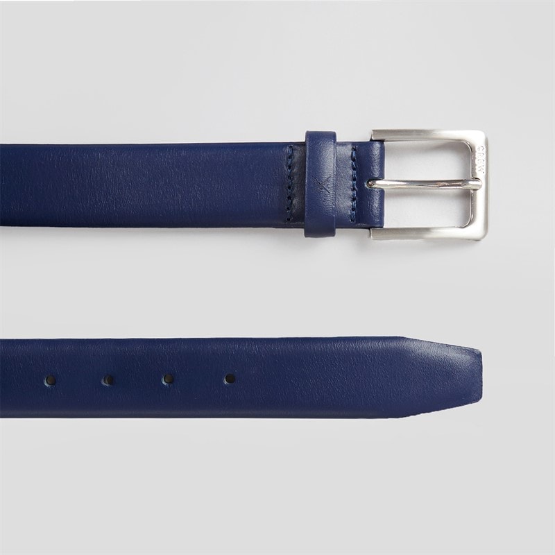 Crew Clothing Mens Leather Belt Blue - Image 2