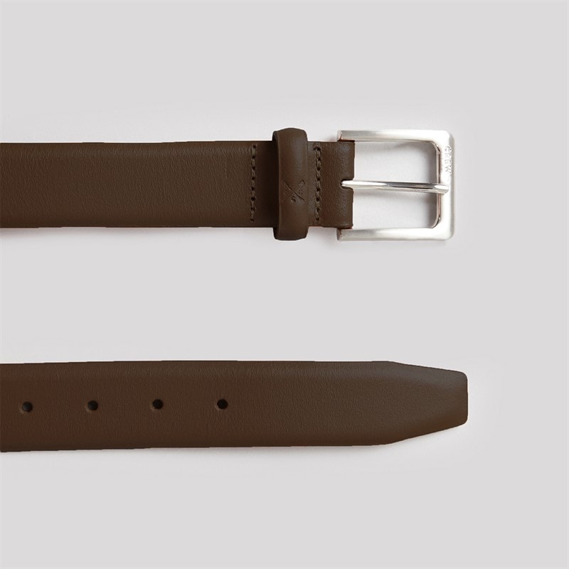 Crew Clothing Mens Leather Belt Chocolate - Image 2