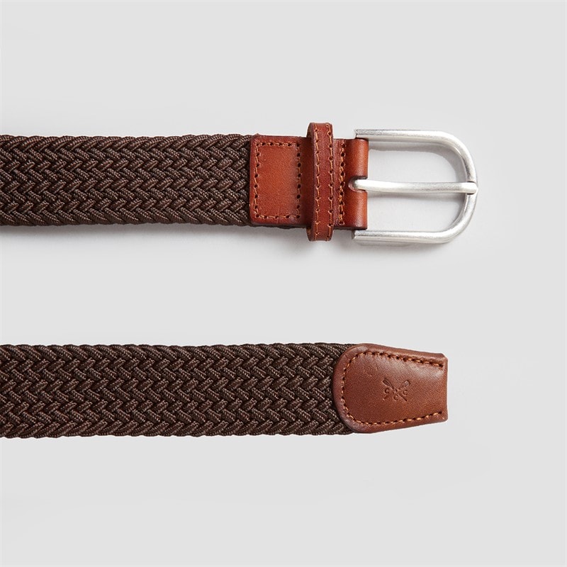 Crew Clothing Mens Woven Belt Chocolate - Image 2