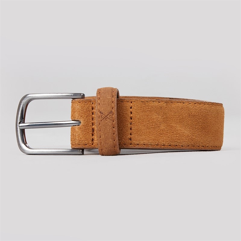 Crew Clothing Mens Smart Suede Belt Tan - Image 1