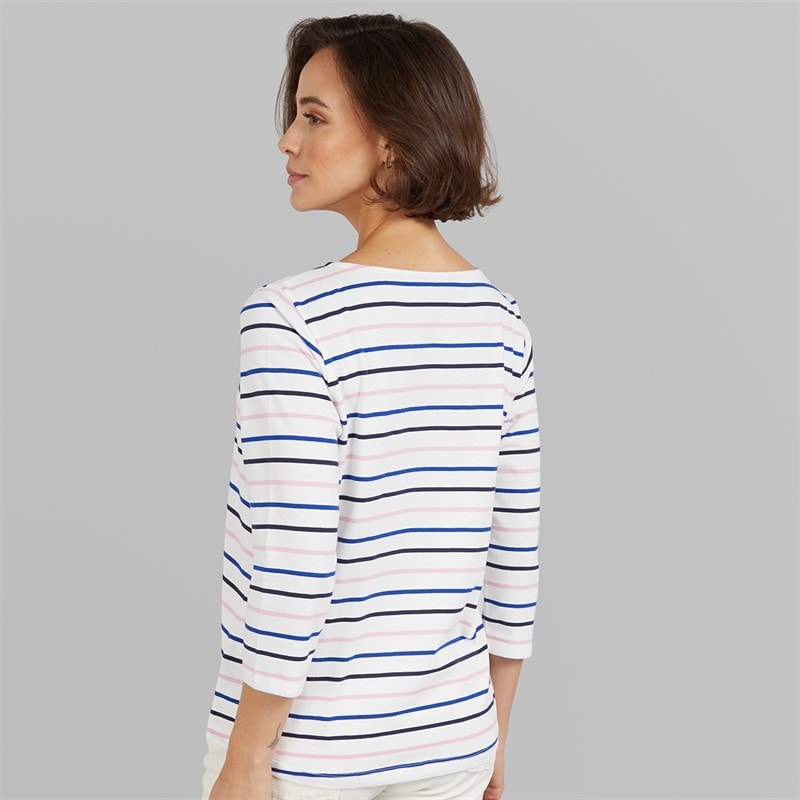 Crew Clothing Womens Breton Long Sleeve Top Surf The Web/Heritage Navy/ Cameo Pink/White Linen - Image 2