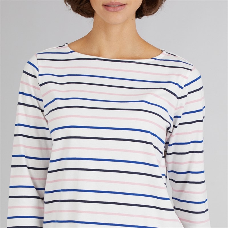Crew Clothing Womens Breton Long Sleeve Top Surf The Web/Heritage Navy/ Cameo Pink/White Linen - Image 3
