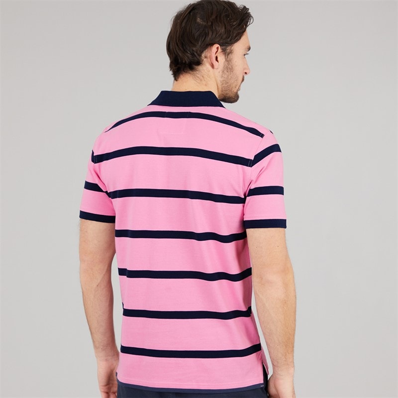 Crew Clothing Mens Stripe Polo Shirt Fuchsia Pink/Navy Fushia Pink/Navy - Image 2