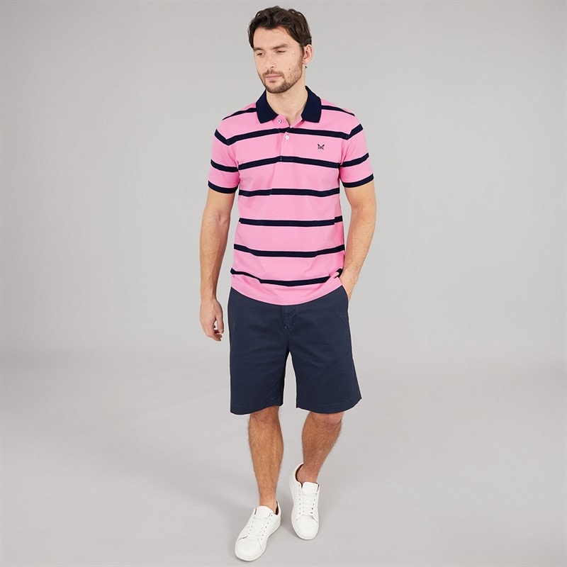 Crew Clothing Mens Stripe Polo Shirt Fuchsia Pink/Navy Fushia Pink/Navy - Image 4