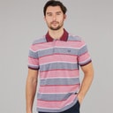 Crew Clothing Mens Oxford Stripe Polo Shirt Heritage White/Crimson/Heritage Navy