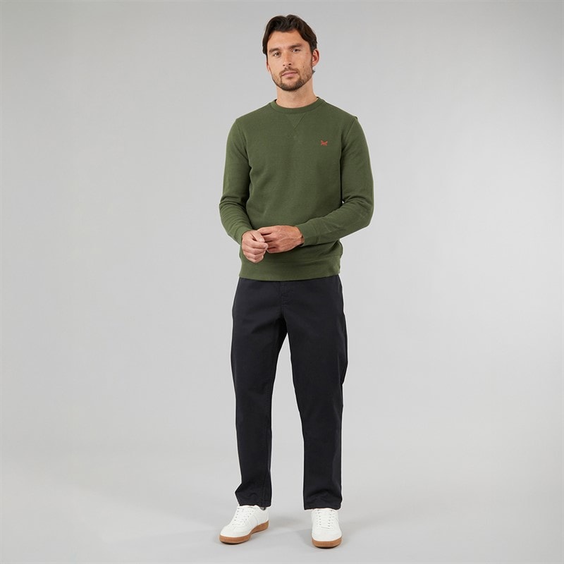 Crew Clothing Mens French Rib Crew Neck Sweatshirt Kombu Green - Image 3