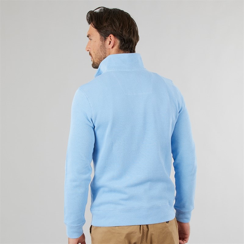 Crew Clothing Mens French Rib Half Zip Sweatshirt Della Robbia Blue - Image 2