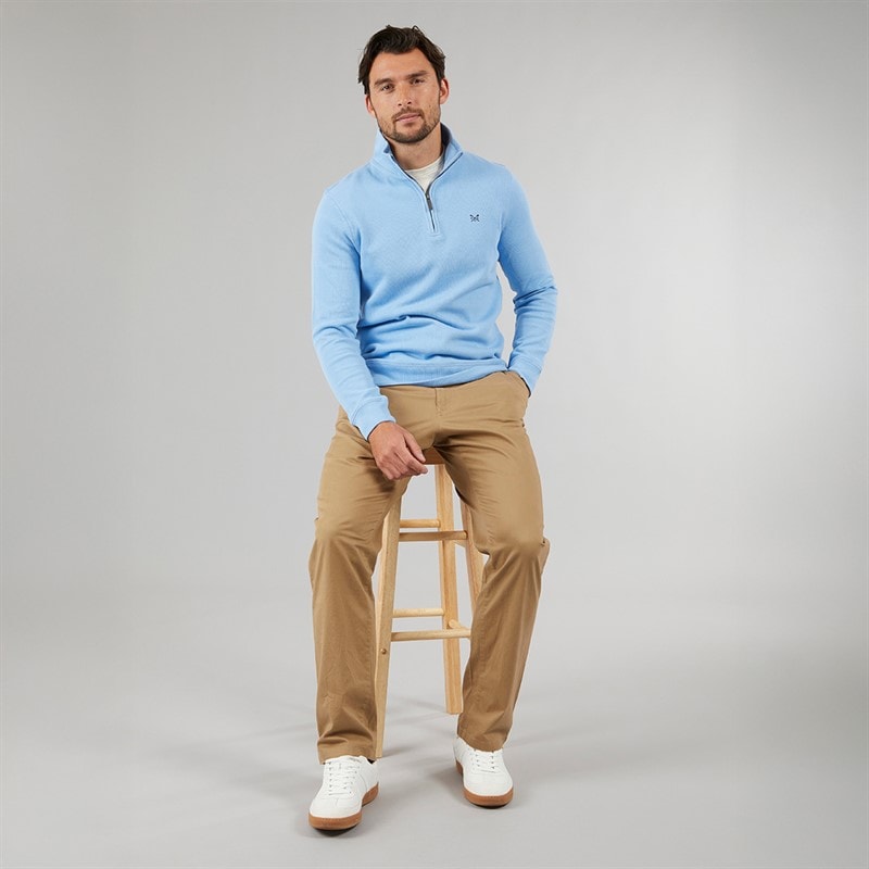 Crew Clothing Mens French Rib Half Zip Sweatshirt Della Robbia Blue - Image 3