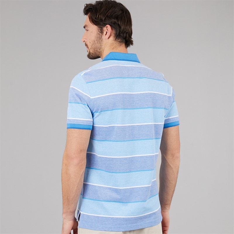 Crew Clothing Mens Oxford Stripe Polo Shirt Heritage White/Malibu Blue/Strong Blue - Image 2