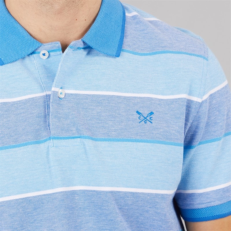 Crew Clothing Mens Oxford Stripe Polo Shirt Heritage White/Malibu Blue/Strong Blue - Image 5