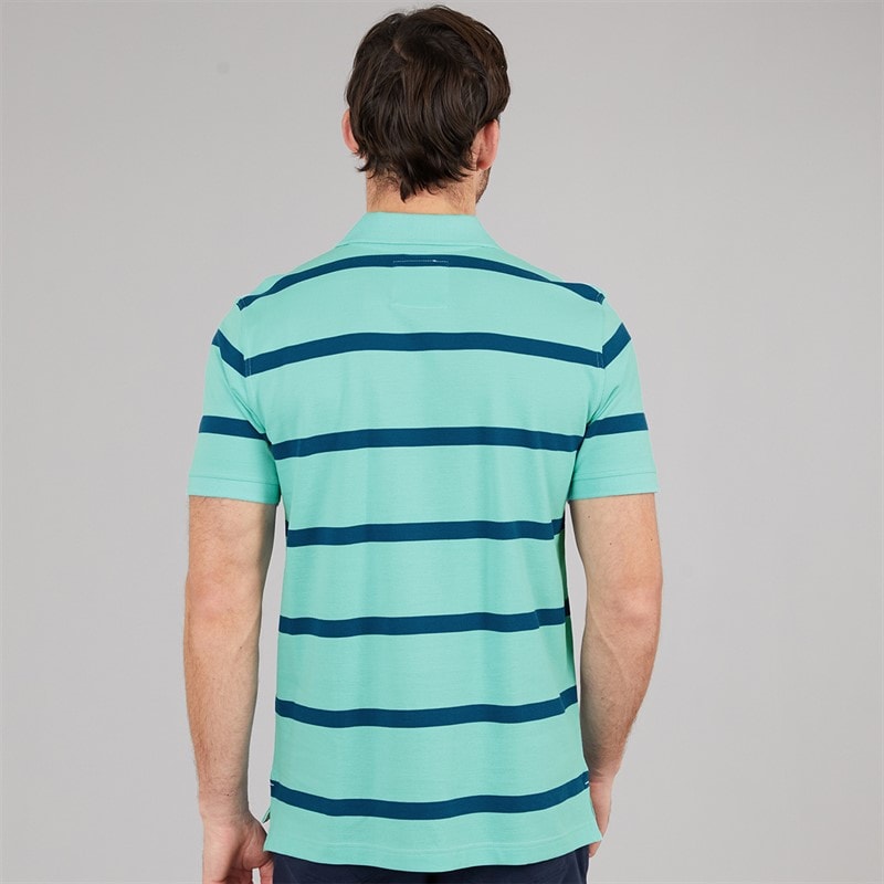 Crew Clothing Mens Stripe Polo Shirt Moroccan Blue/Angle Blue - Image 2