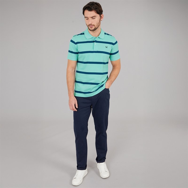 Crew Clothing Mens Stripe Polo Shirt Moroccan Blue/Angle Blue - Image 4