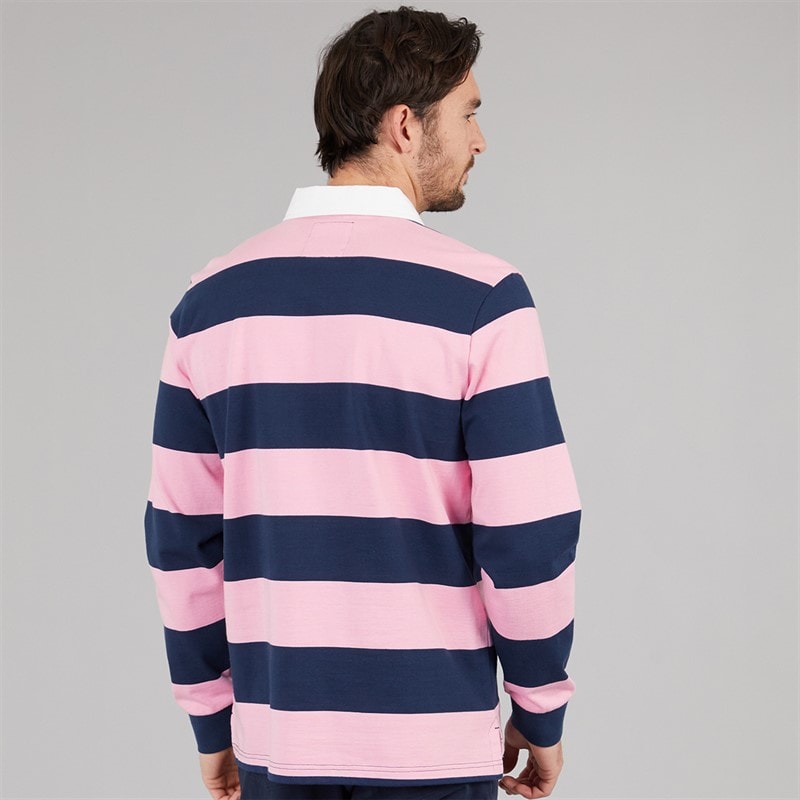 Crew Clothing Mens Heritage Stripe Rugby Shirt Pageant Blue/Fragrant Lilac - Image 2