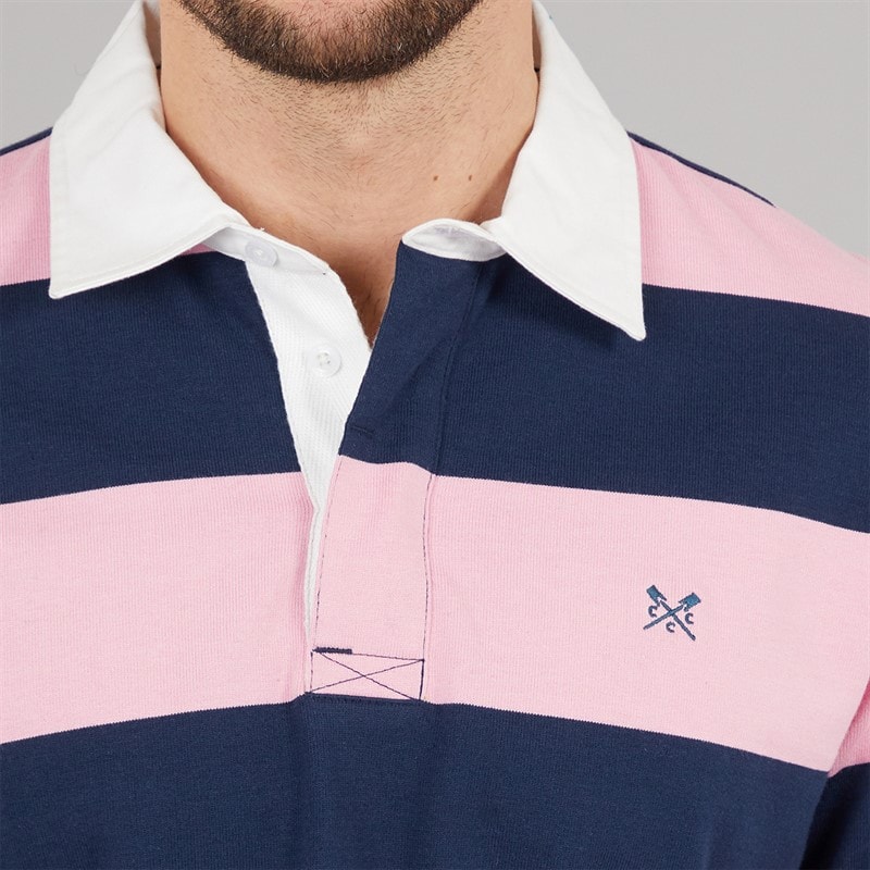 Crew Clothing Mens Heritage Stripe Rugby Shirt Pageant Blue/Fragrant Lilac - Image 3