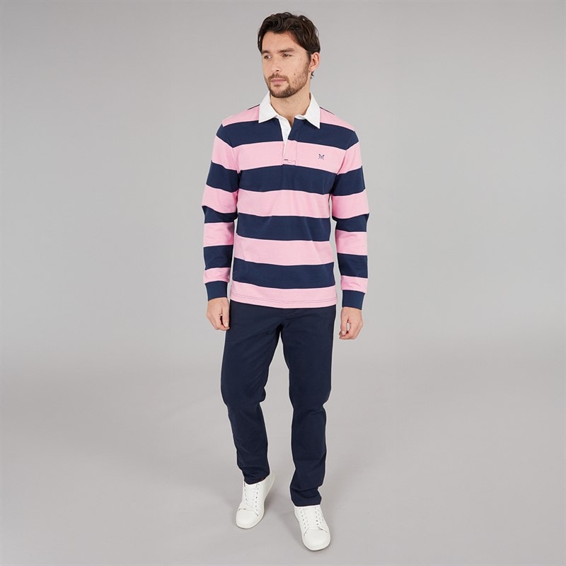 Crew Clothing Mens Heritage Stripe Rugby Shirt Pageant Blue/Fragrant Lilac - Image 4