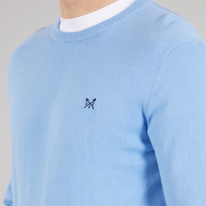 Crew Clothing Mens Cotton Crew Neck Jumper Della Robbia Blue - Image 3