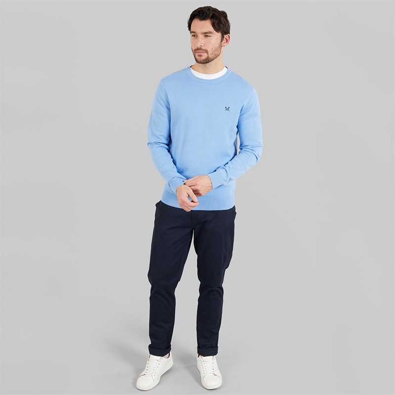 Crew Clothing Mens Cotton Crew Neck Jumper Della Robbia Blue - Image 4