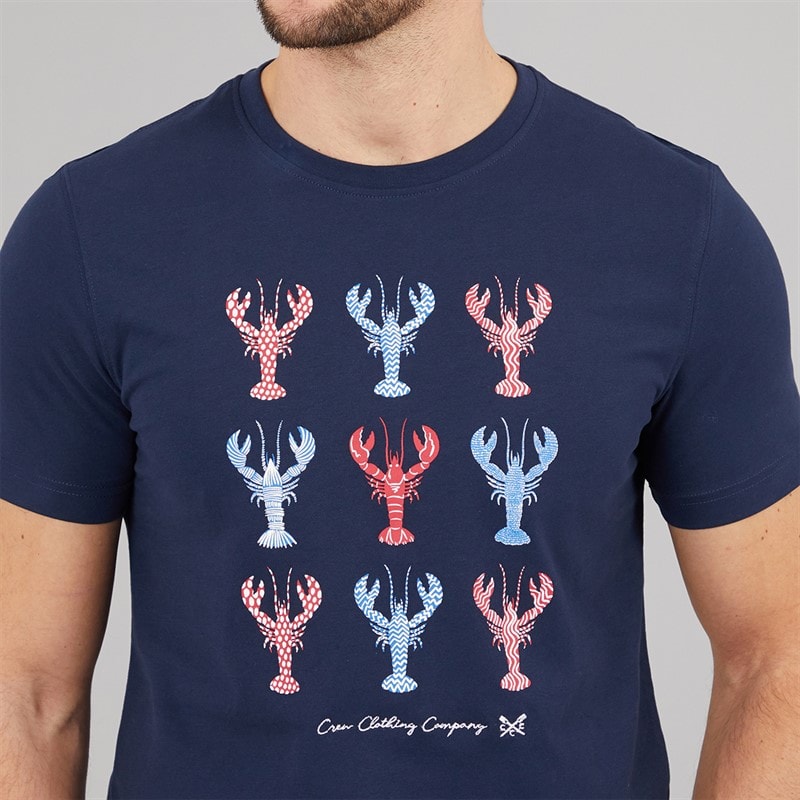 Crew Clothing Mens Lobster Print T-Shirt Heritage Navy - Image 3