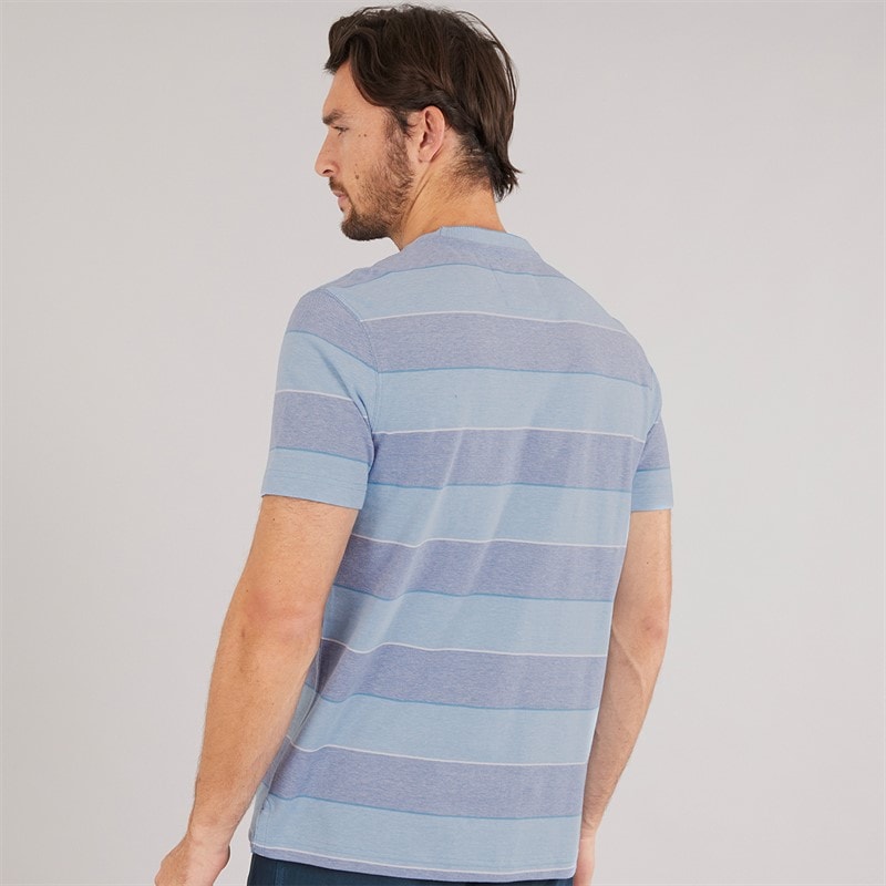 Crew Clothing Mens Oxford Stripe T-Shirt Heritage White/Malibu Blue - Image 2