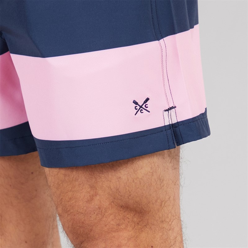 Crew Clothing Mens Stripe Swim Shorts Cameo Pink/Heritage Navy - Image 3