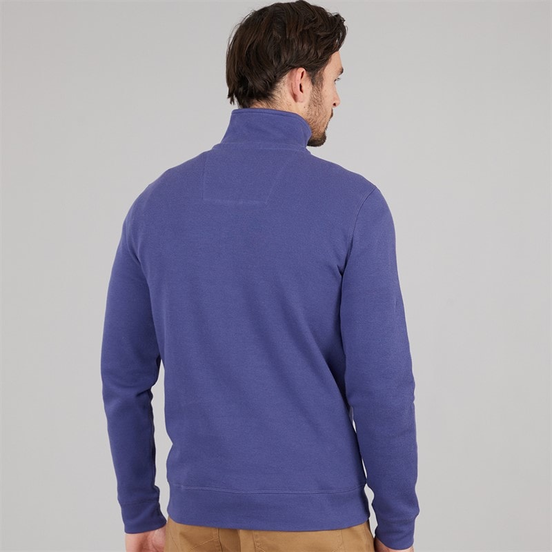 Crew Clothing Mens French Rib Half Zip Sweatshirt Deep Cobalt - Image 2