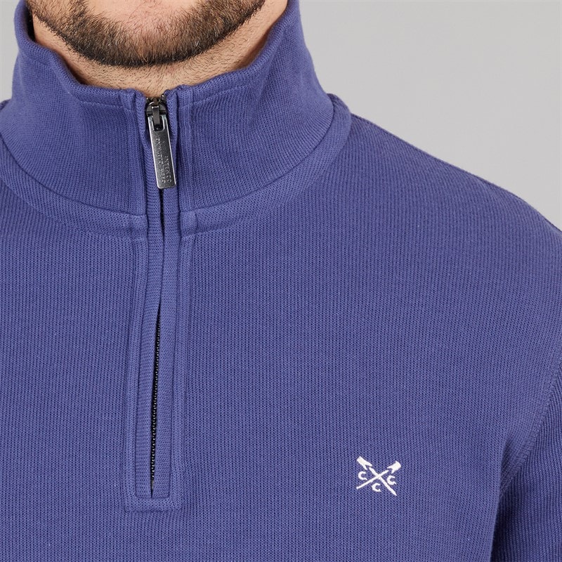 Crew Clothing Mens French Rib Half Zip Sweatshirt Deep Cobalt - Image 5