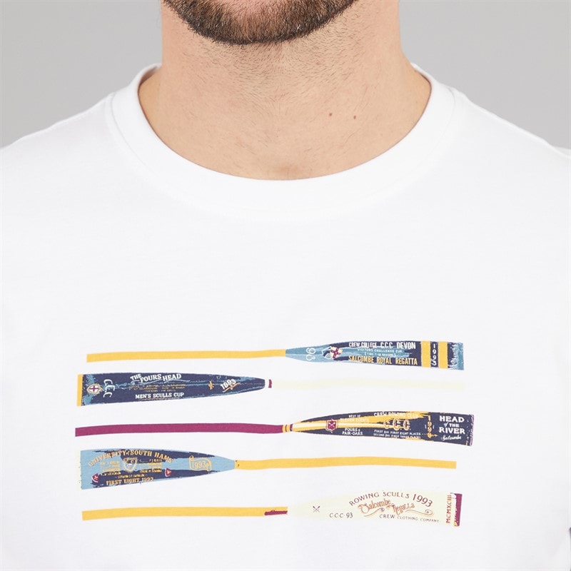 Crew Clothing Mens Oars Print T-Shirt Heritage White - Image 3