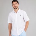 Crew Clothing Mens Classic Fit Short Sleeve Linen Shirt White