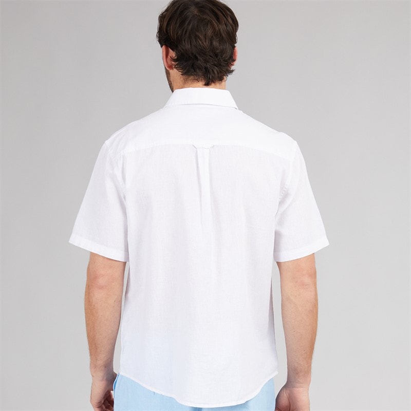Crew Clothing Mens Classic Fit Short Sleeve Linen Shirt White - Image 2