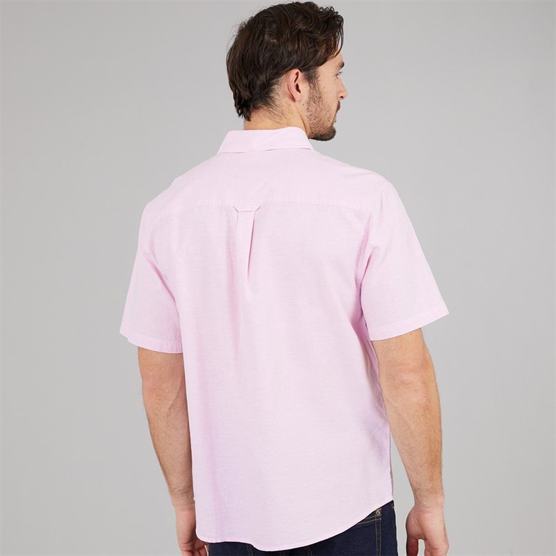 Crew Clothing Mens Classic Fit Short Sleeve Linen Shirt Fragrant Lilac/Heritage White - Image 2