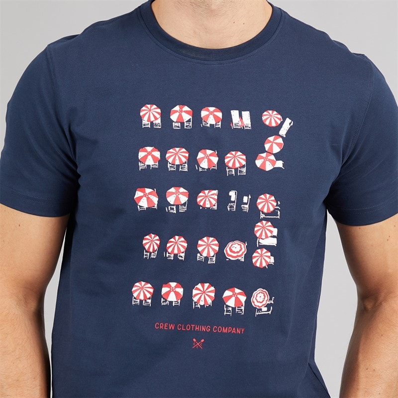 Crew Clothing Mens Parasols Print T-Shirt Dream Blue Navy - Image 3