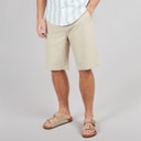 Crew Clothing Mens Linen Blend Shorts Heritage Stone/Heritage White
