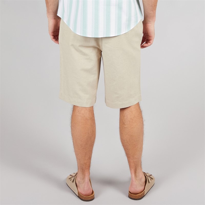 Crew Clothing Mens Linen Blend Shorts Heritage Stone/Heritage White - Image 2