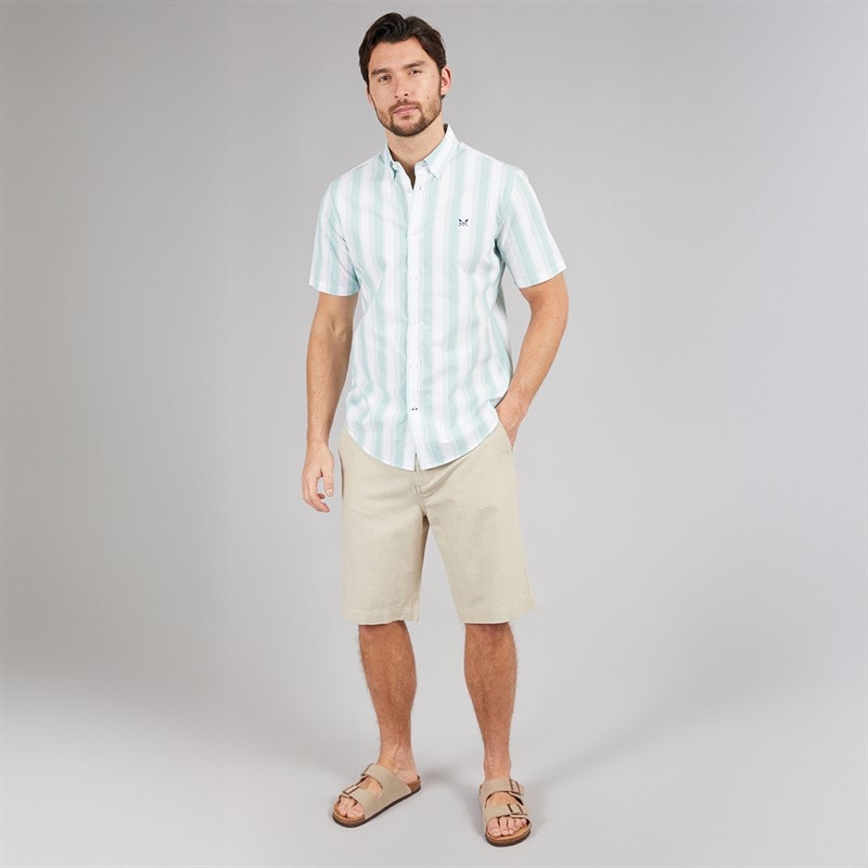 Crew Clothing Mens Linen Blend Shorts Heritage Stone/Heritage White - Image 3