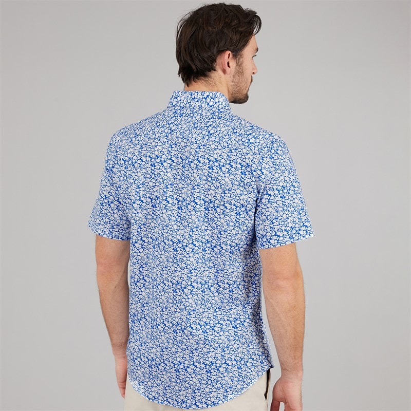 Crew Clothing Mens Short Sleeve Verity Poplin Shirt Strong Blue - Image 2