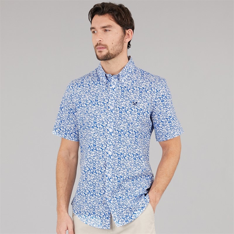 Crew Clothing Mens Short Sleeve Verity Poplin Shirt Strong Blue - Image 3