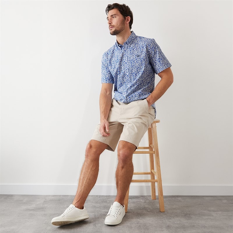 Crew Clothing Mens Short Sleeve Verity Poplin Shirt Strong Blue - Image 4