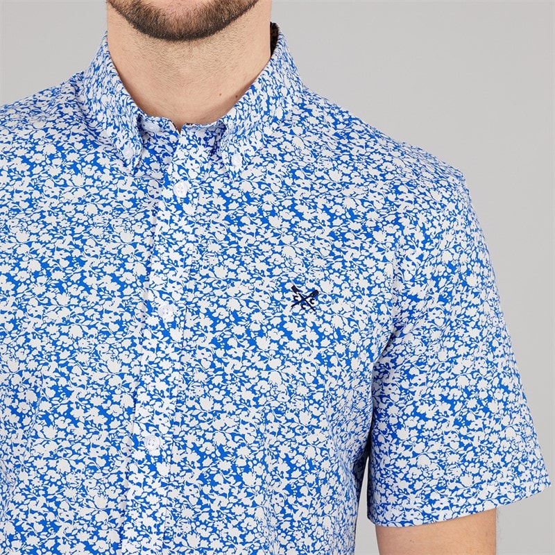 Crew Clothing Mens Short Sleeve Verity Poplin Shirt Strong Blue - Image 5