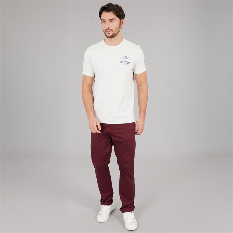 Crew Clothing Mens Fish Print T-Shirt Rainy Day Marl - Image 4