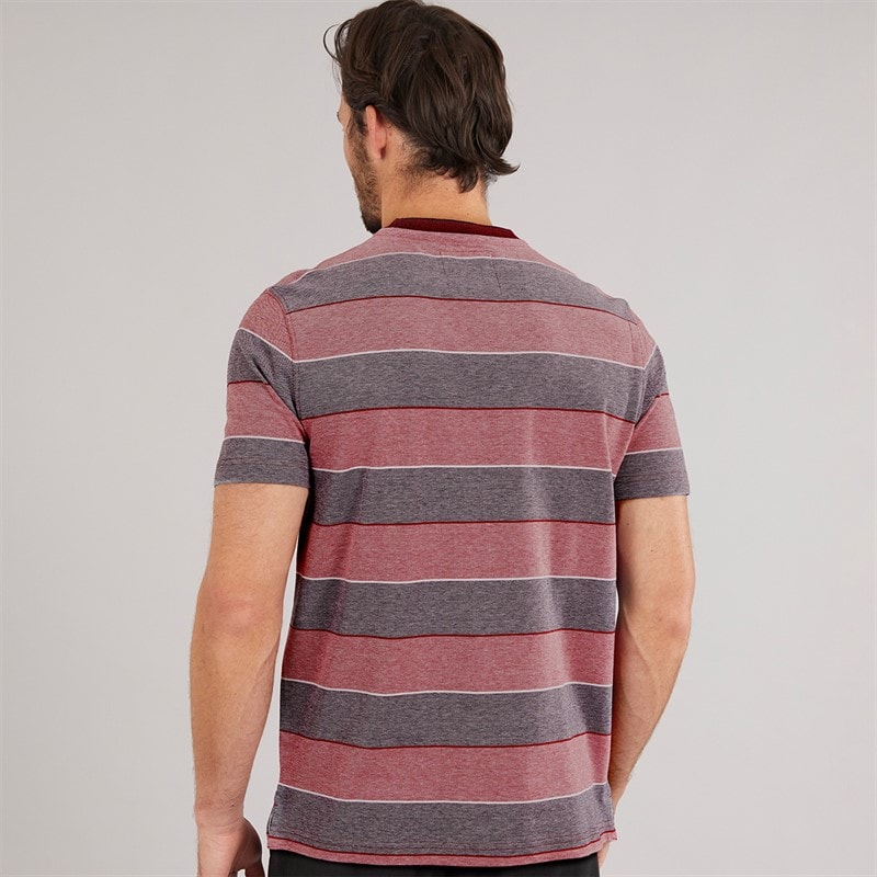 Crew Clothing Mens Oxford Stripe T-Shirt Heritage White/Crimson - Image 2